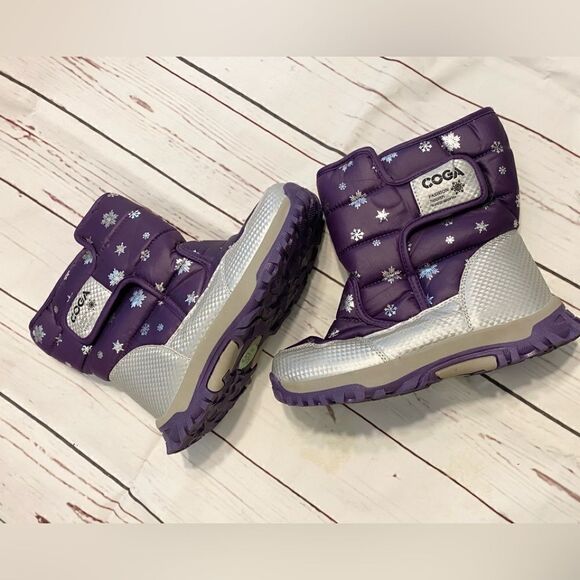 Coga Girls Winter Snow Boots Faux Fur Lined Quilted Snowflake Purple 36 US 4 - Picture 1 of 3